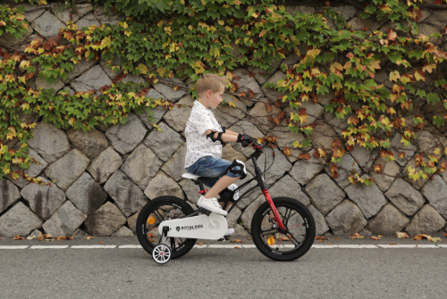 2021년 신형 로얄 키즈 파일럿 16인치 18인치 어린이 아동 보조바퀴 네발자전거 선물